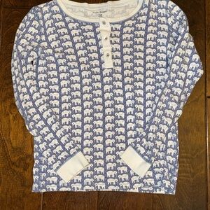 Roller Rabbit Kids Pajama Set - Blue and White Hathi print like new